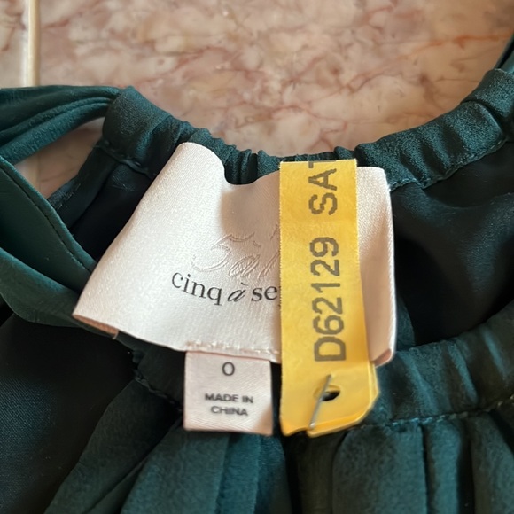 Cinq a Sept Ruffled Emerald Green Dress with shelves Chiffon - Picture 7 of 7